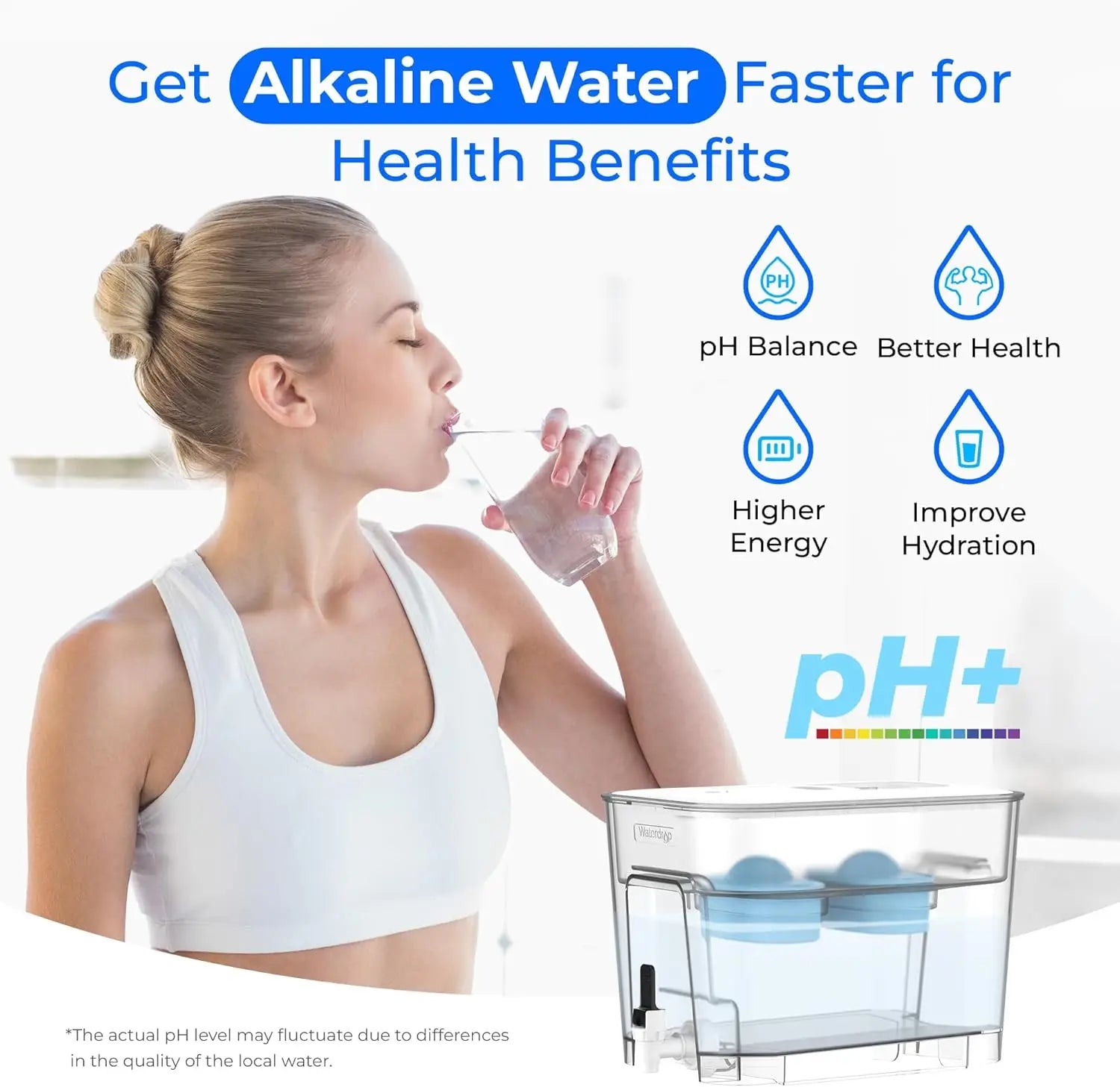 Water Filter Dispenser, 40-cup Alkaline