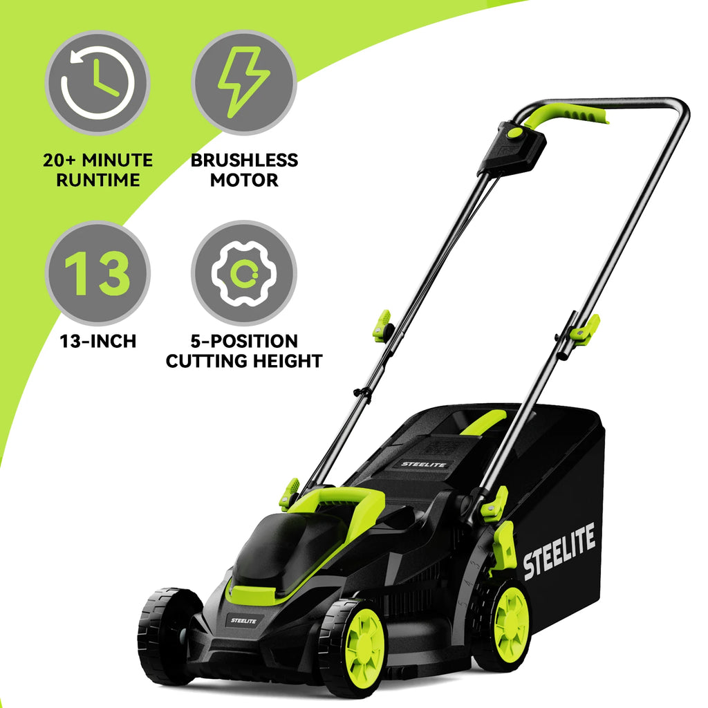 Lawn Mower, 13" Electric Lightweight Cordless Battery/Charger