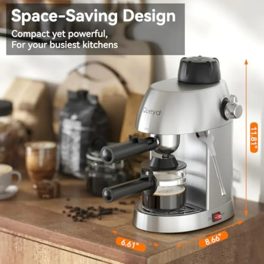 Espresso Cappuccino Machine, 4-Cup Stainless
