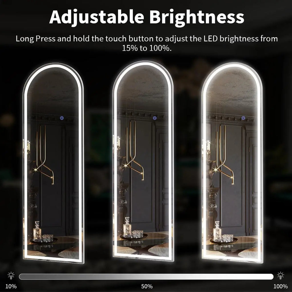 Full Length Mirror w/ Adjustable Lights, 63"x20"