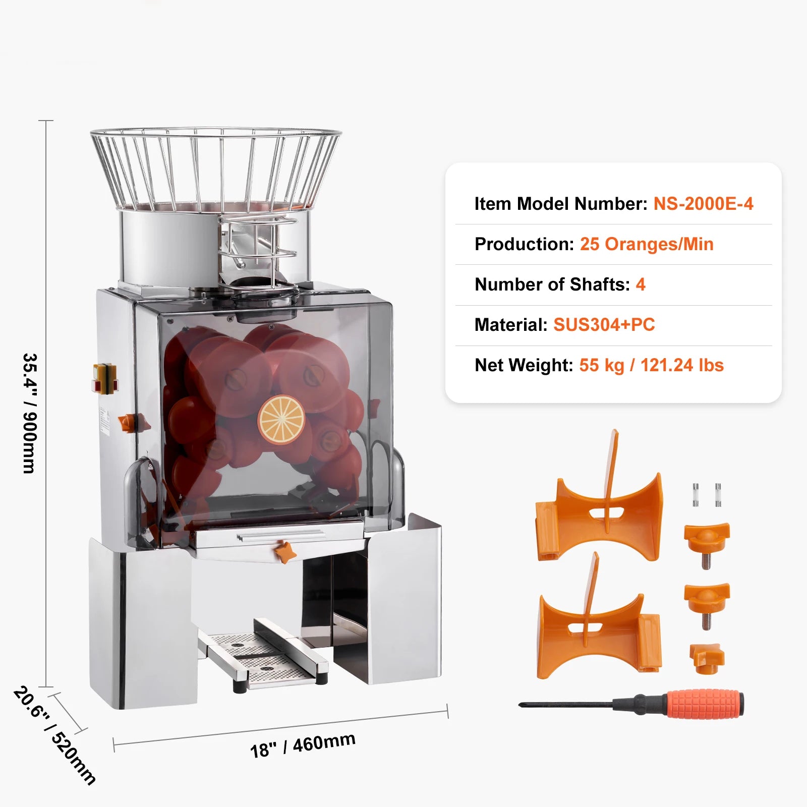 Orange Juicer Machine, Stainless w/ Pull-Out Filter