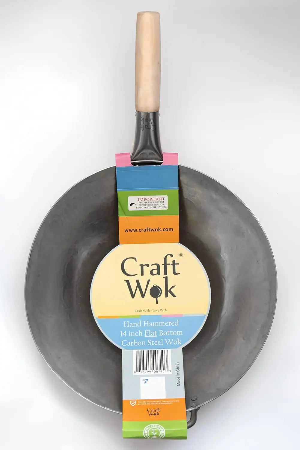 Wok, 14 In Flat Bottom Carbon Steel