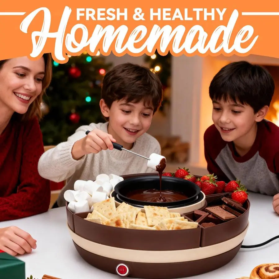 Fondue Pot Electric Rotating 4 Trays