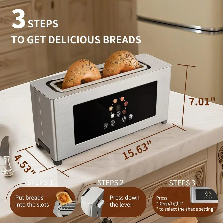Toaster 2-Slice Long Slot Extra-Wide LCD