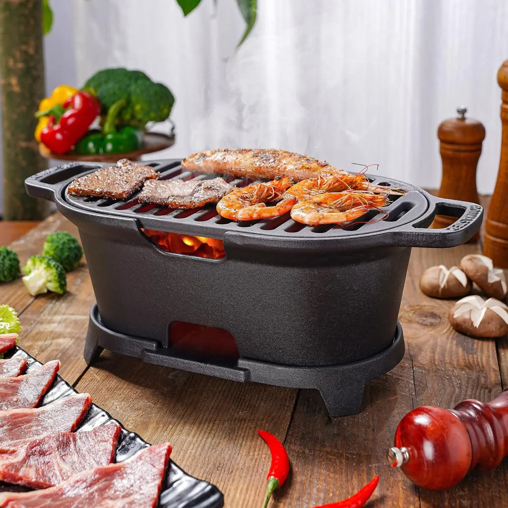 Hibachi Grill, Cast Iron Tabletop Charcoal BBQ