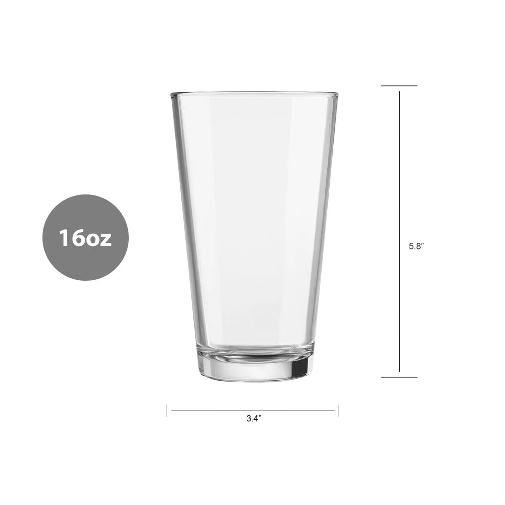 Glasses, 4-Pack 16oz Tumbler Clear Beer Water Dishwasher Safe