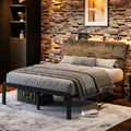 Full Bed Frame with Ergonomic Wooden Storage Headboard, LED Bed Frame with Charging Station, 12" UnderBed Storage,, Customized
