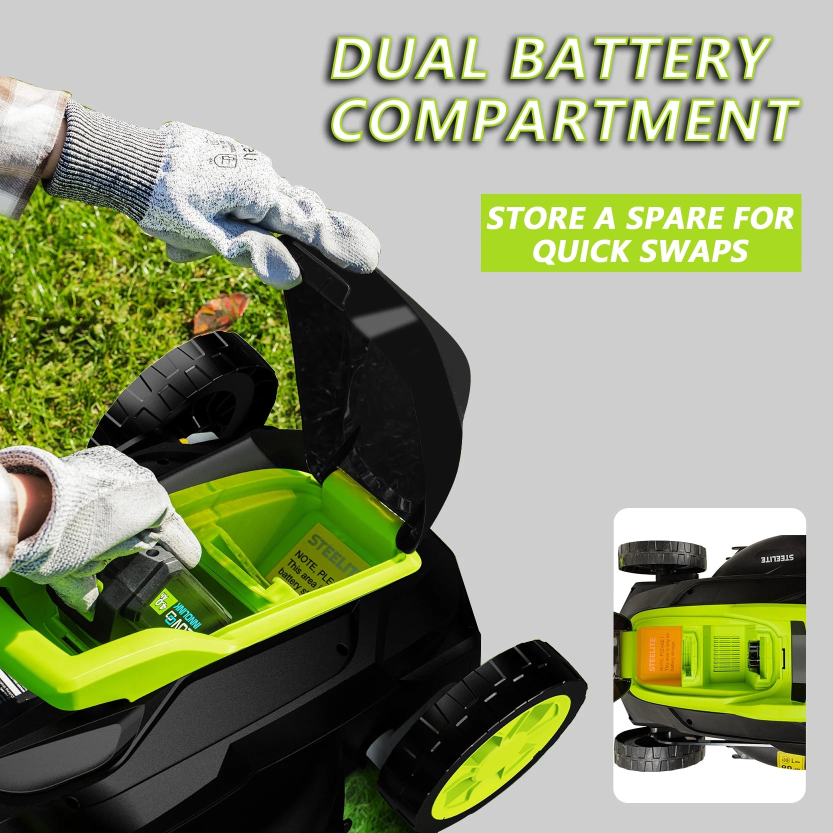 Lawn Mower, 13" Electric Lightweight Cordless Battery/Charger