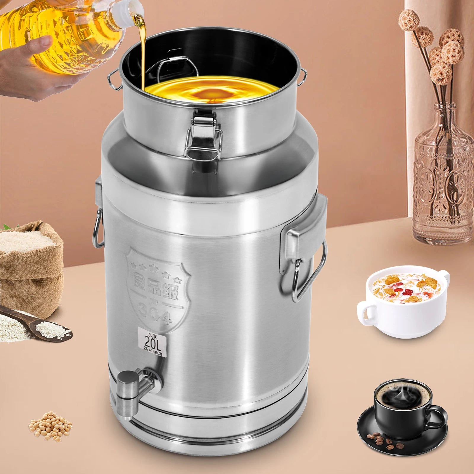 Beverage Dispenser, 5gal Stainless Steel 5 gal