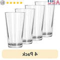 Glasses, 4-Pack 16oz Tumbler Clear Beer Water Dishwasher Safe