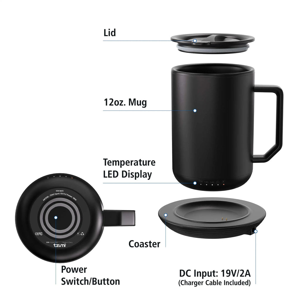 Mug, 12 oz Smart Warming Heated Coaster Stainless Steel