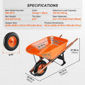 SucceBuy Wheelbarrow Cart 330lbs Capacity One Wheel Garden Dump Cart Wheel Barrow with Handle &  16"  Wide Track Wheels for Farm