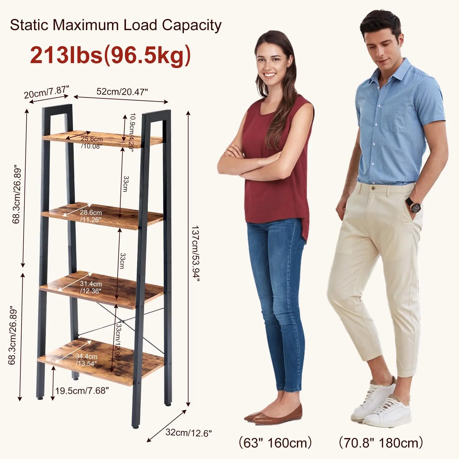 JHK 4-Tier Display Bookshelf Wooden Storage Standing Shelf Stable Frame Graduated Shelves for Organized Display for Living Room
