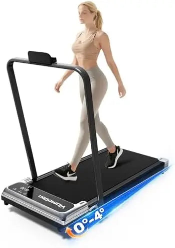 Walking Pad Treadmill with Handle Bar and Adjustable Incline, Compact Portable Treadmills for Home