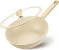 Wok w/ Glass Lid, 11-In Non-stick 5-Qt, Induction Compatible, Heart-Shaped Handles