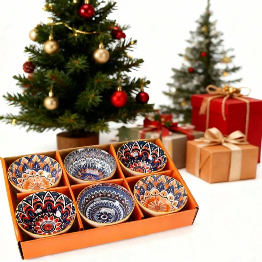 Bowl Set 6-Pcs Bohemian Porcelain, Gift Box