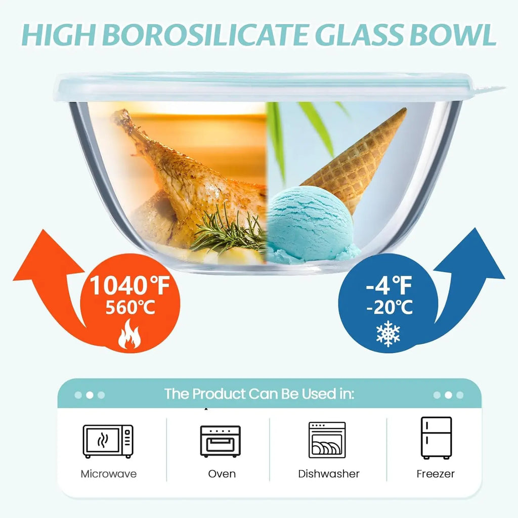 Mixing Bowls w/ Lids, Glass Baking, Cooking & Storage