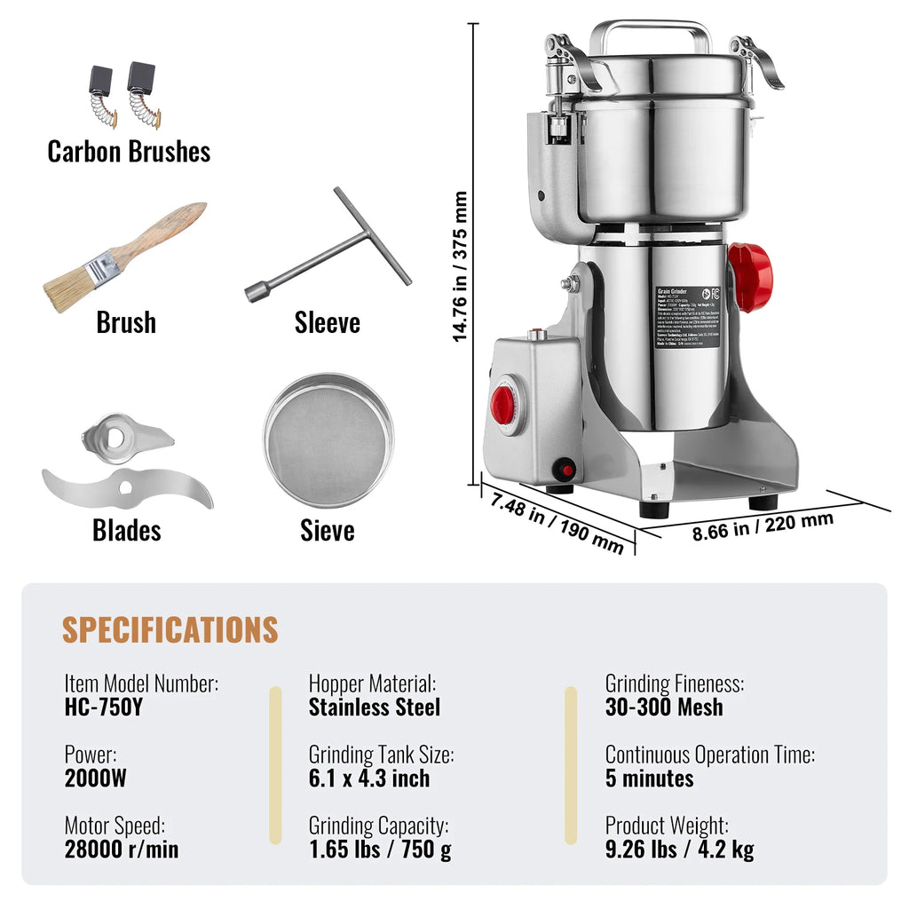 Grain Mill Grinder, Spices Herbs Grains Spices Cereals Coffee Corn