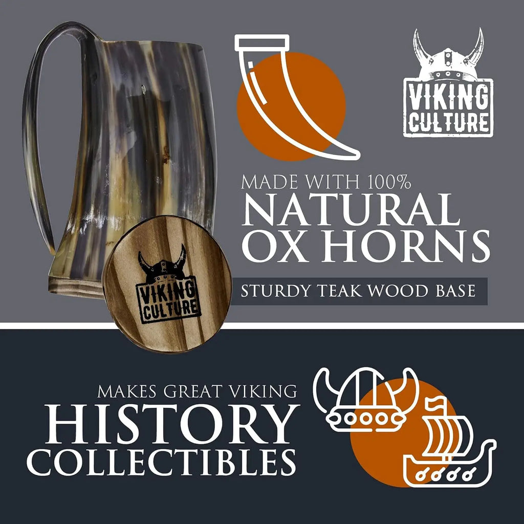 Ox Horn Tankard w/ Shot Glass, 16oz Bottle Opener & Gift Bag