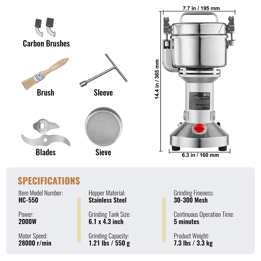 Grain Mill Grinder, Spices Herbs Grains Spices Cereals Coffee Corn