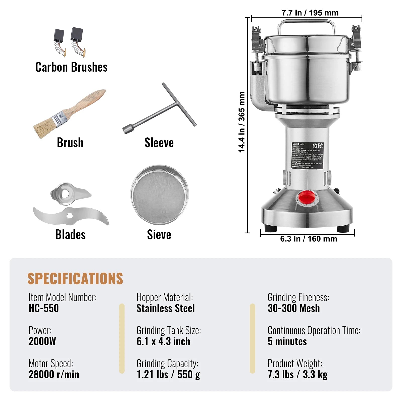 Grain Mill Grinder, Spices Herbs Grains Spices Cereals Coffee Corn
