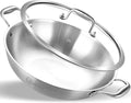 Wok w/ Glass Lid, 13-In Stainless Steel 5.5 Qt Induction Pot, Dishwasher & Oven Safe