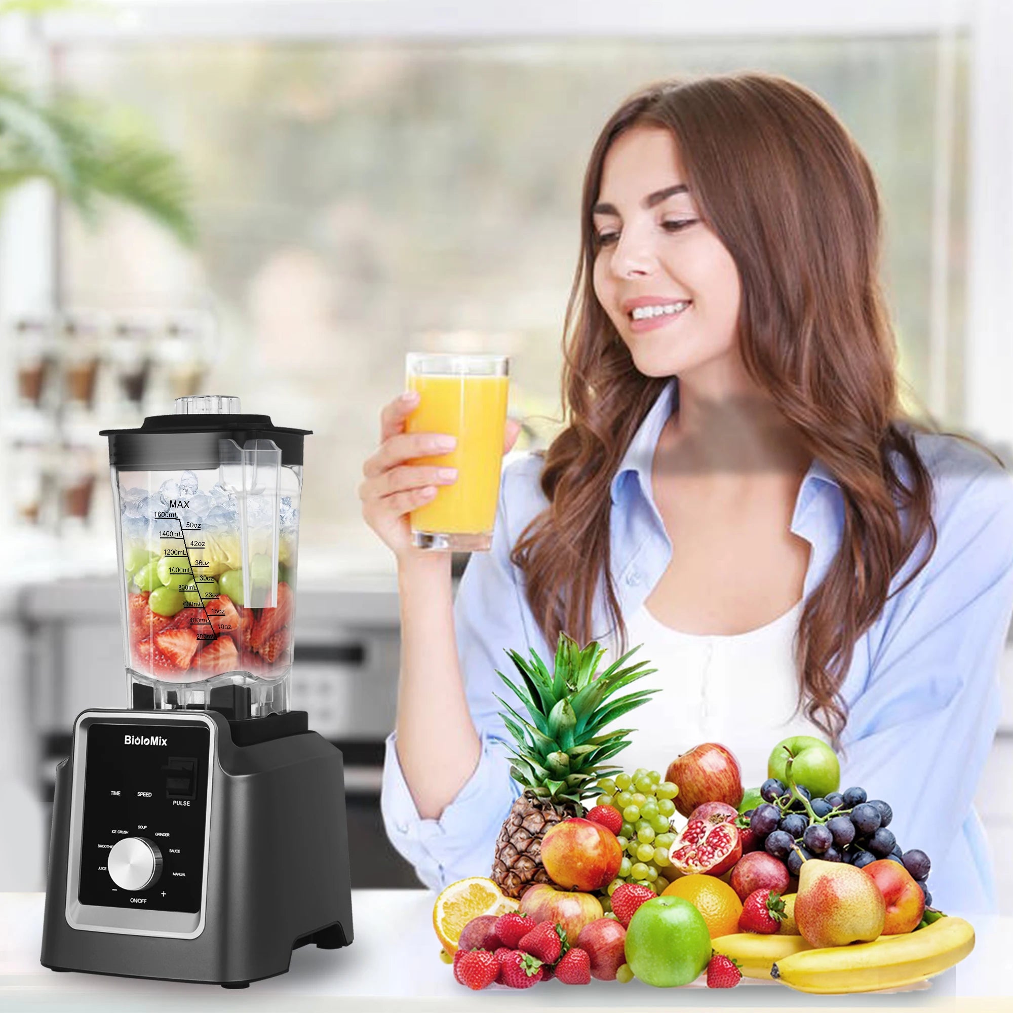 Blender Mixer Juicer, 2L Food Processor Ice Smoothies Fruit BPA Free
