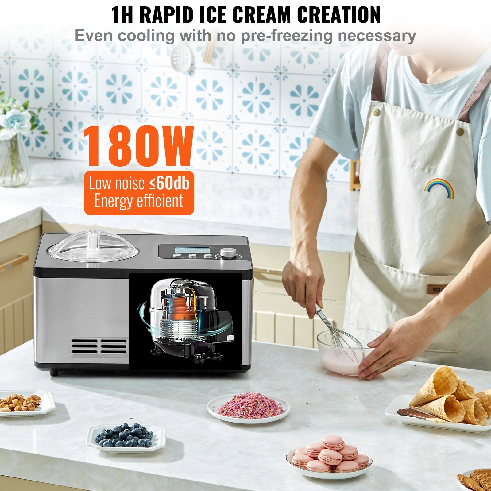 Electric Ice Cream Maker, Fruit Yogurt Sorbet