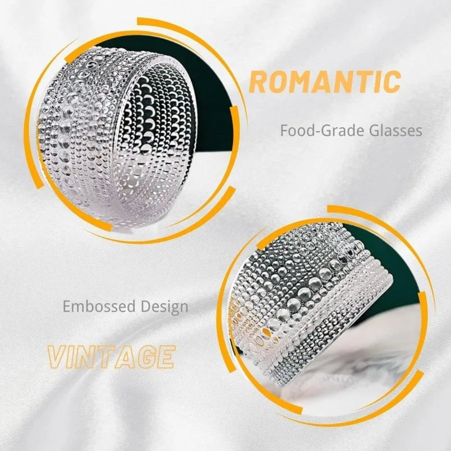 Glasses, 10 oz Water Cocktail Hobnail Set of 6 Textured