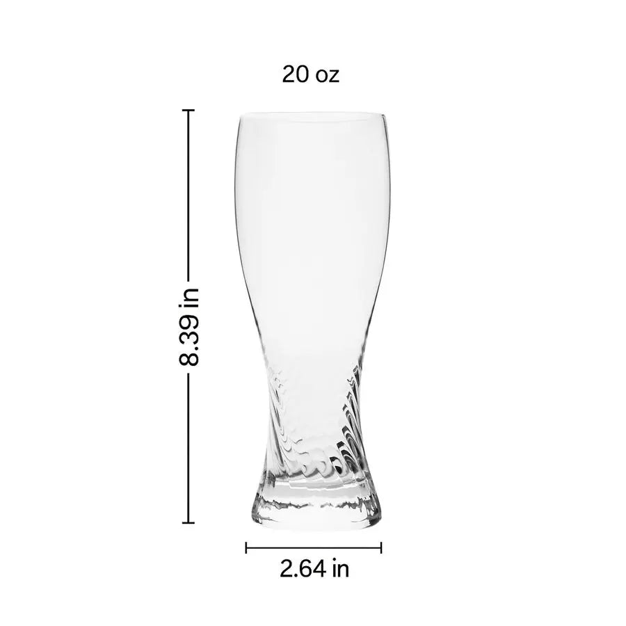 Glasses Set of 4 20 oz Beer Twisted Crystal, Gift box