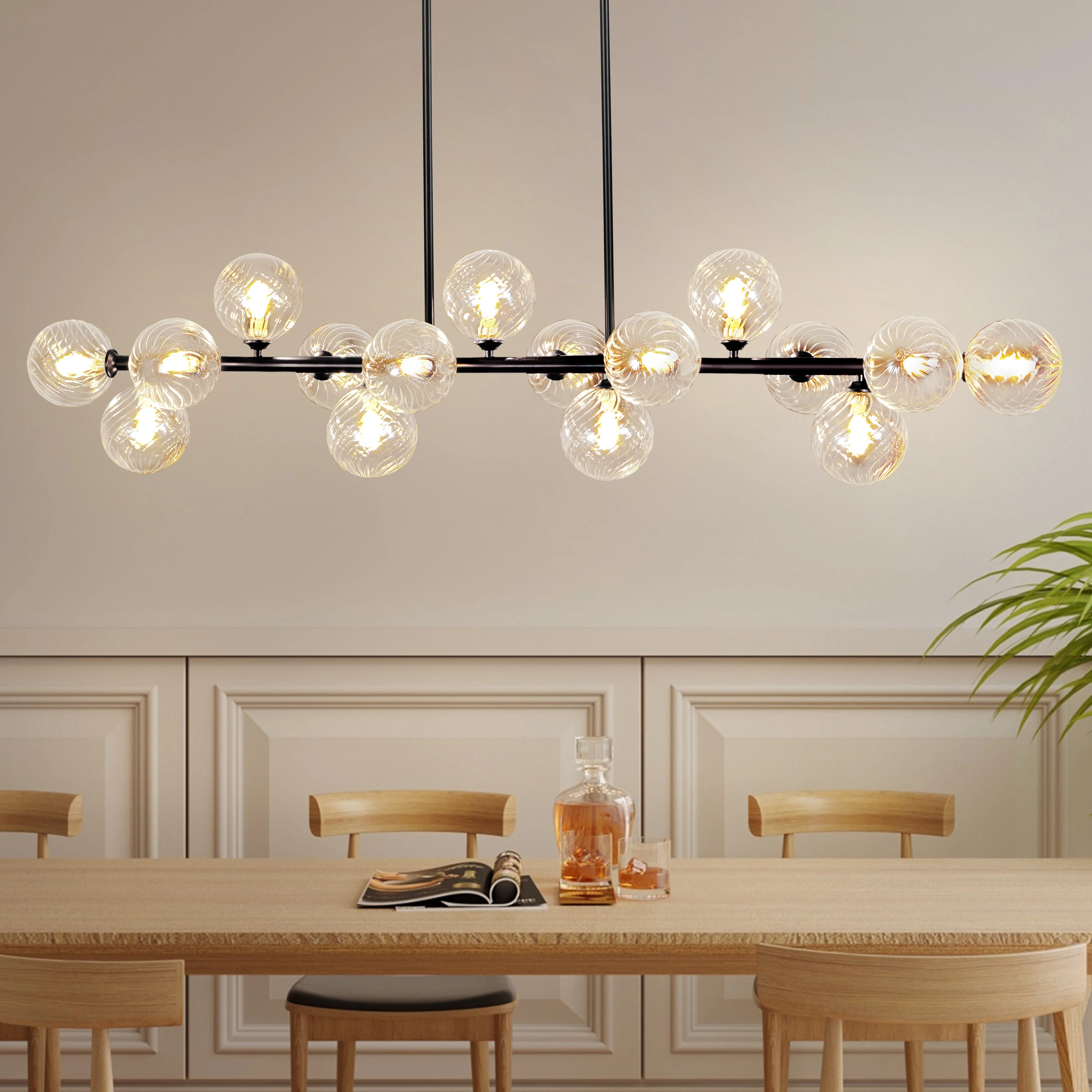 Mid Century Modern Chandelier 16-Lights Sputnik Chandelier 54in Chandelies for Dining Room Kitchen Isalnd Lighting