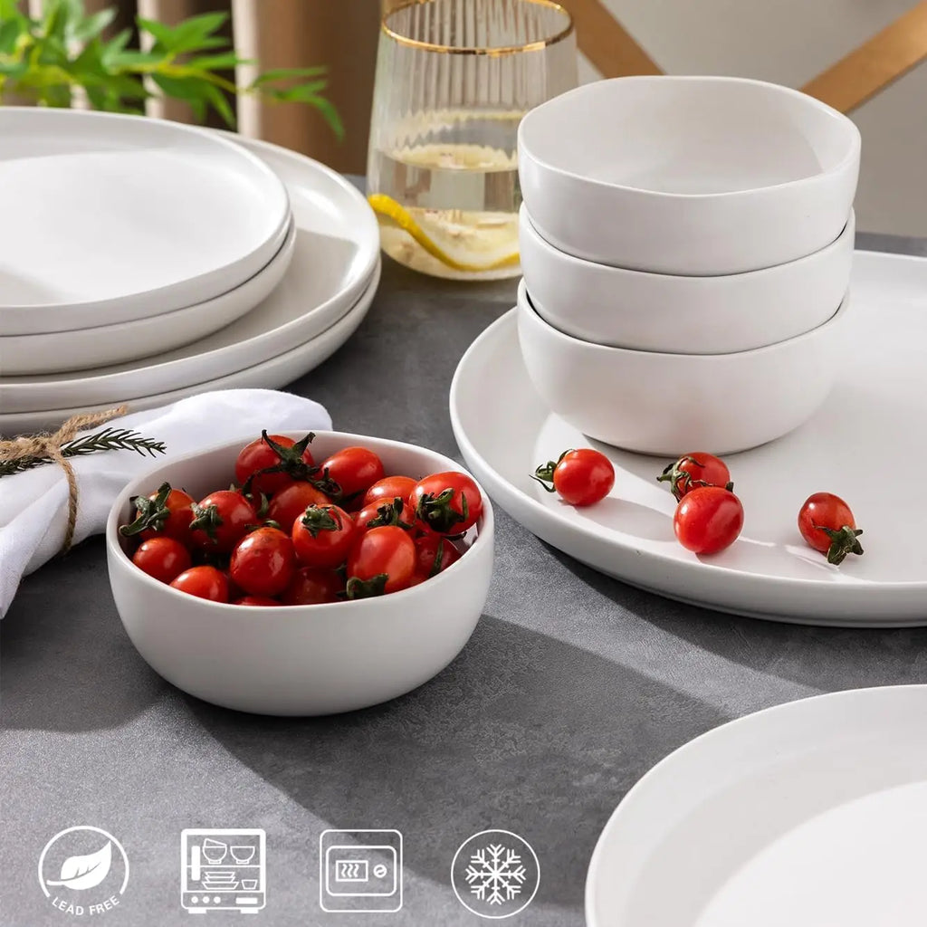 Soup Bowls, Set of 6, White Ceramic