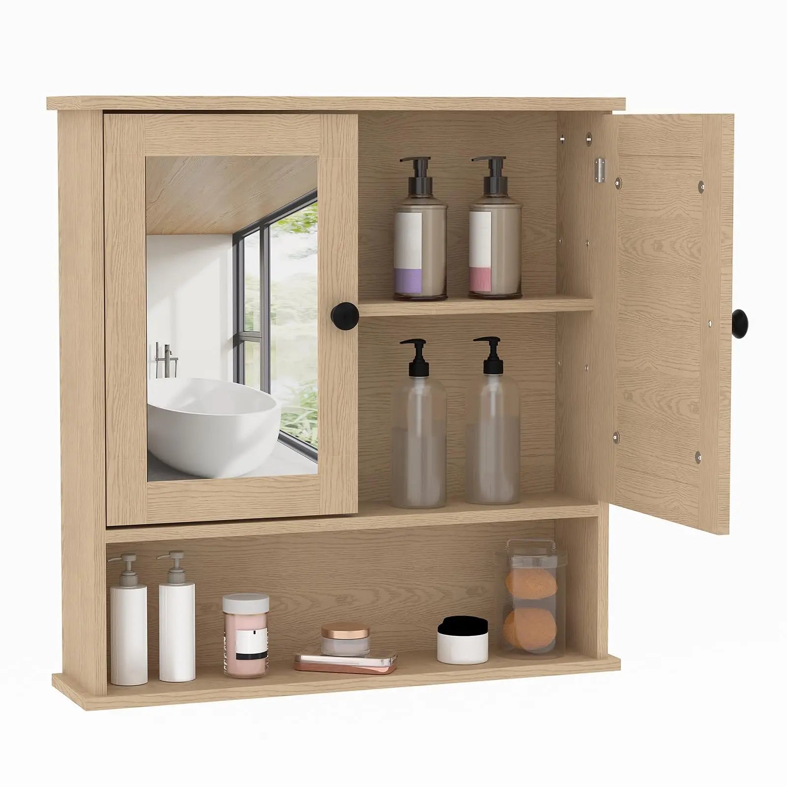 Wall Mounted Medicine Cabinet With Mirror, Adjustable Shelves, Over Toilet Storage, Rustic Modern Bathroom Kitchen Cabinet