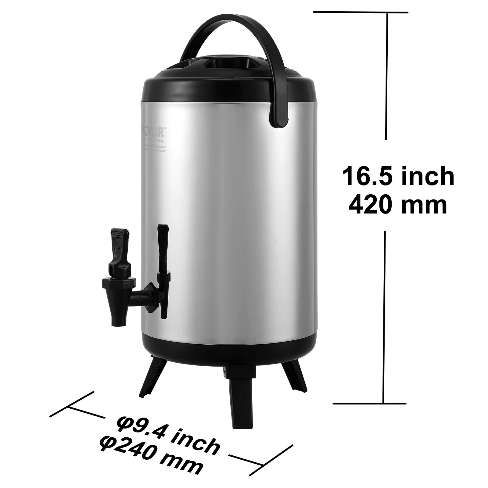 Beverage Dispenser, 2 Gal Stainless Steel Insulated Hot&Cold