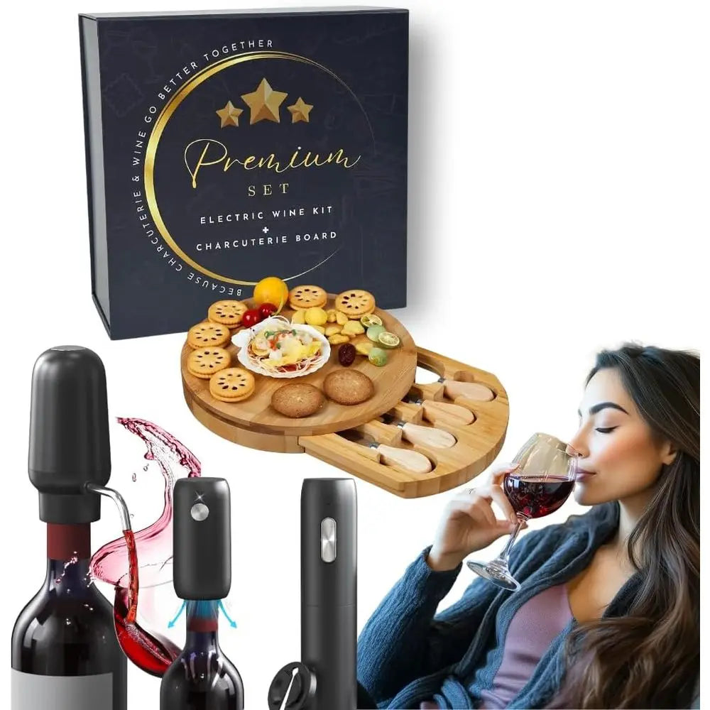 Electric Wine Opener Set with Vacuum Stopper