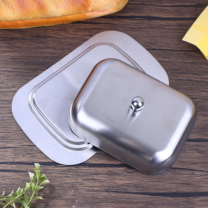 Butter Dish w/ Lid Retro French Stainless Steel