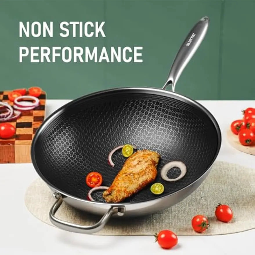 Wok w/ Glass Lid & Steamer, 12-In Non-stick Induction Compatible, Oven & Dishwasher Safe