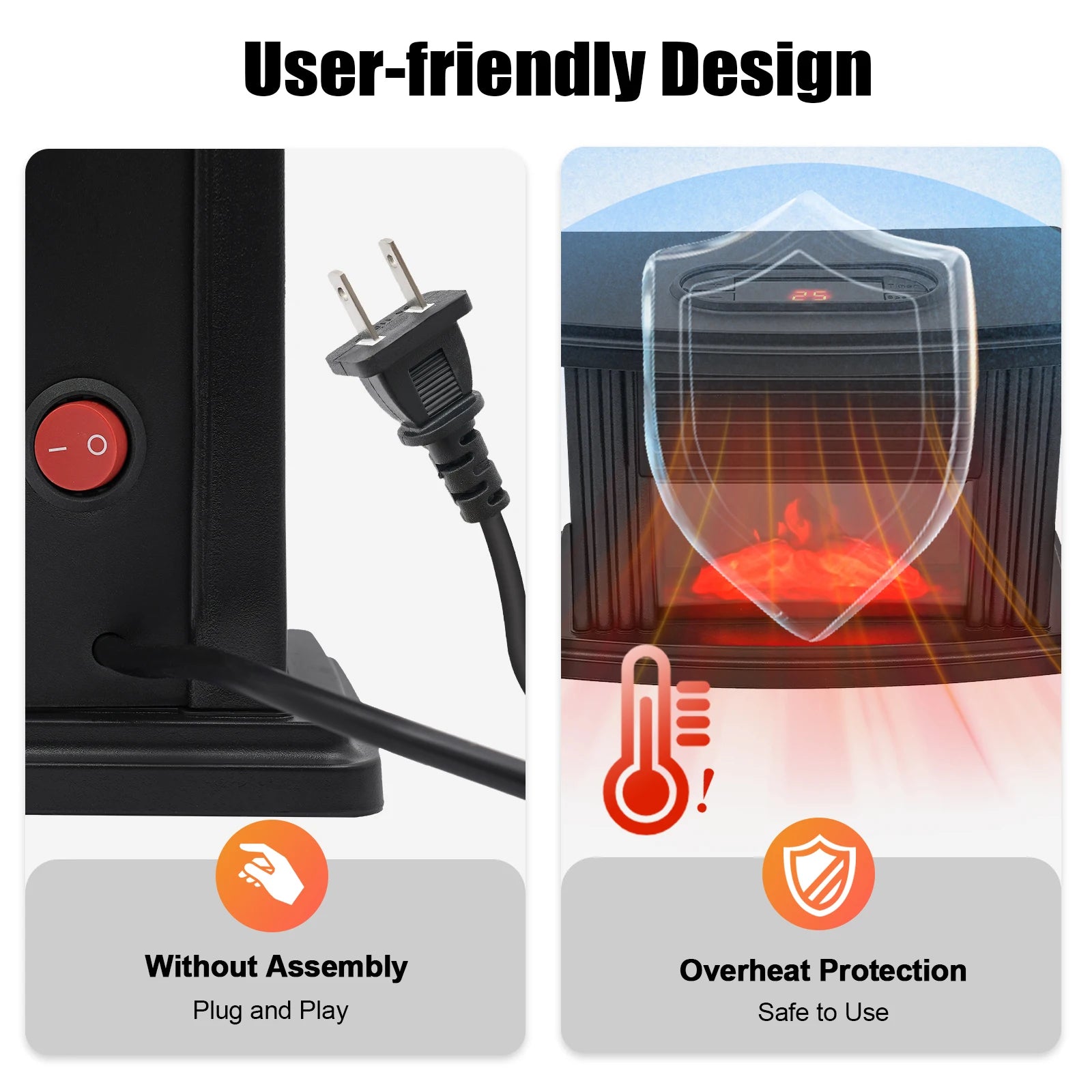 Electric Fireplace, 1000w Carbon Fire Air Heater