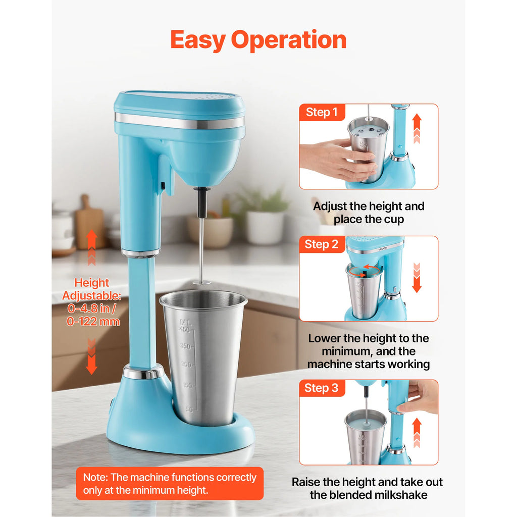Milkshake Maker, Drink Mixer Blender Single Head Dual-Speed