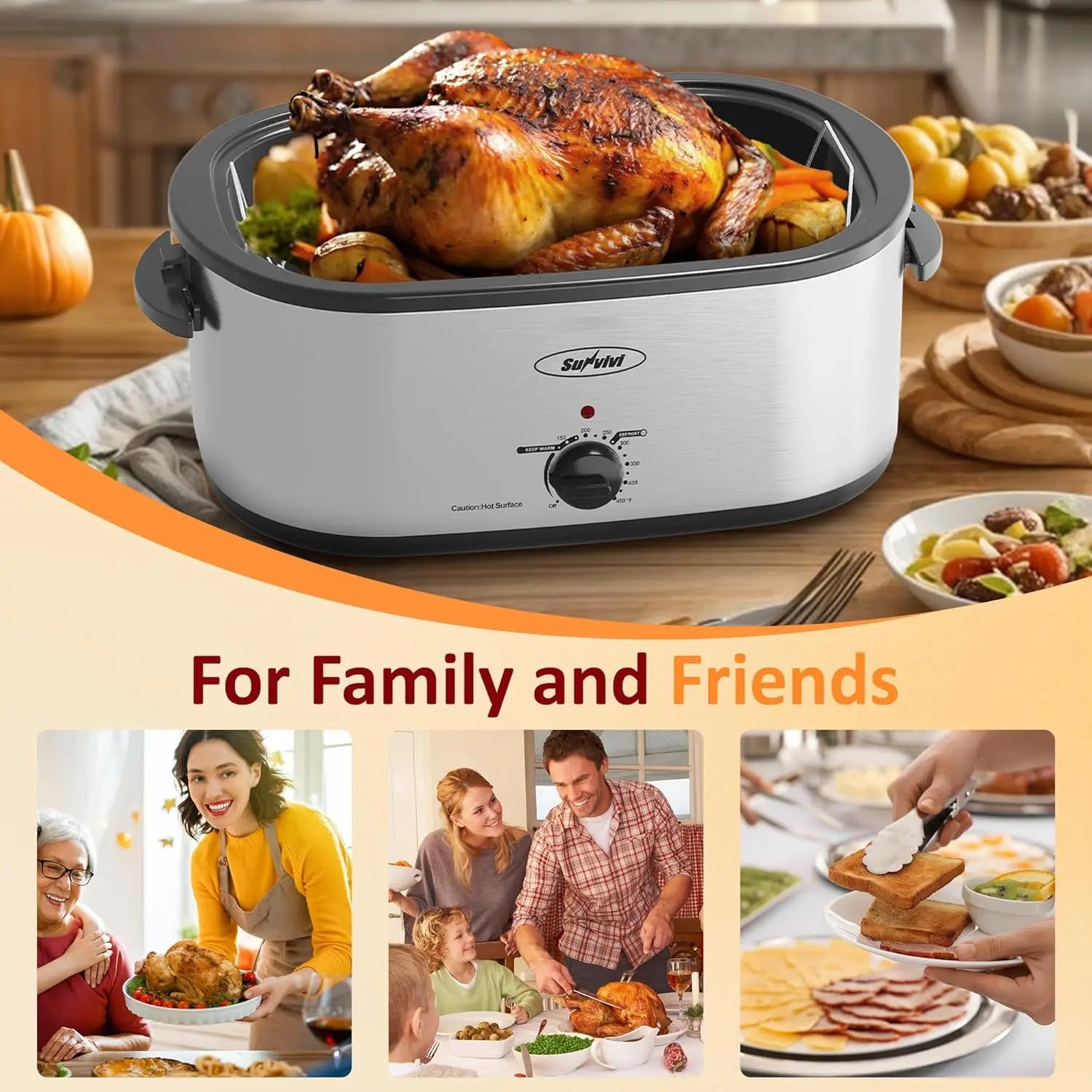 Roaster Oven, Electric Self-Basting, 24 Qt Removable Pan