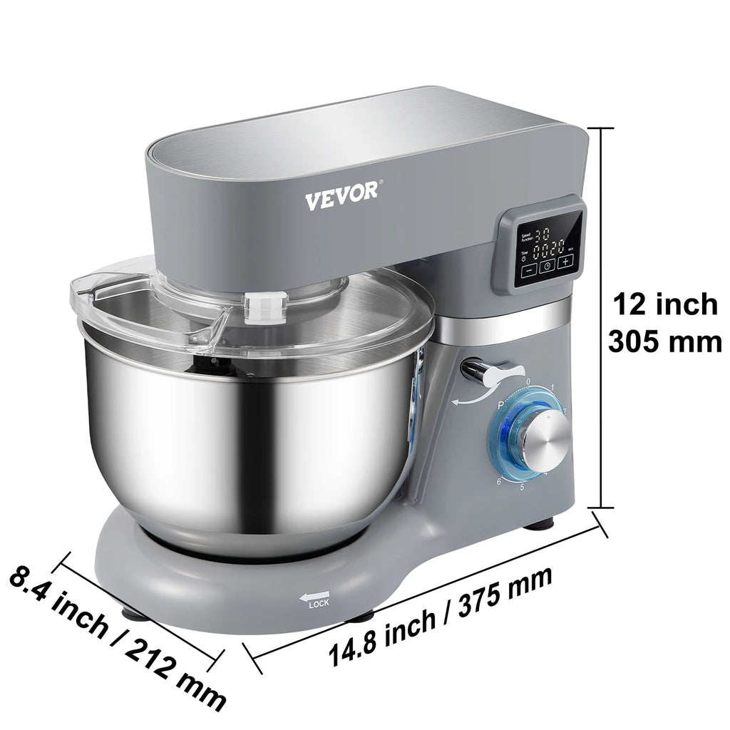 Mixer, Electric Dough Mixer Stand w/ 6 Speeds LCD Stainless