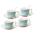 Cups & Saucers, Porcelain Set of 4 Mint Green Gift