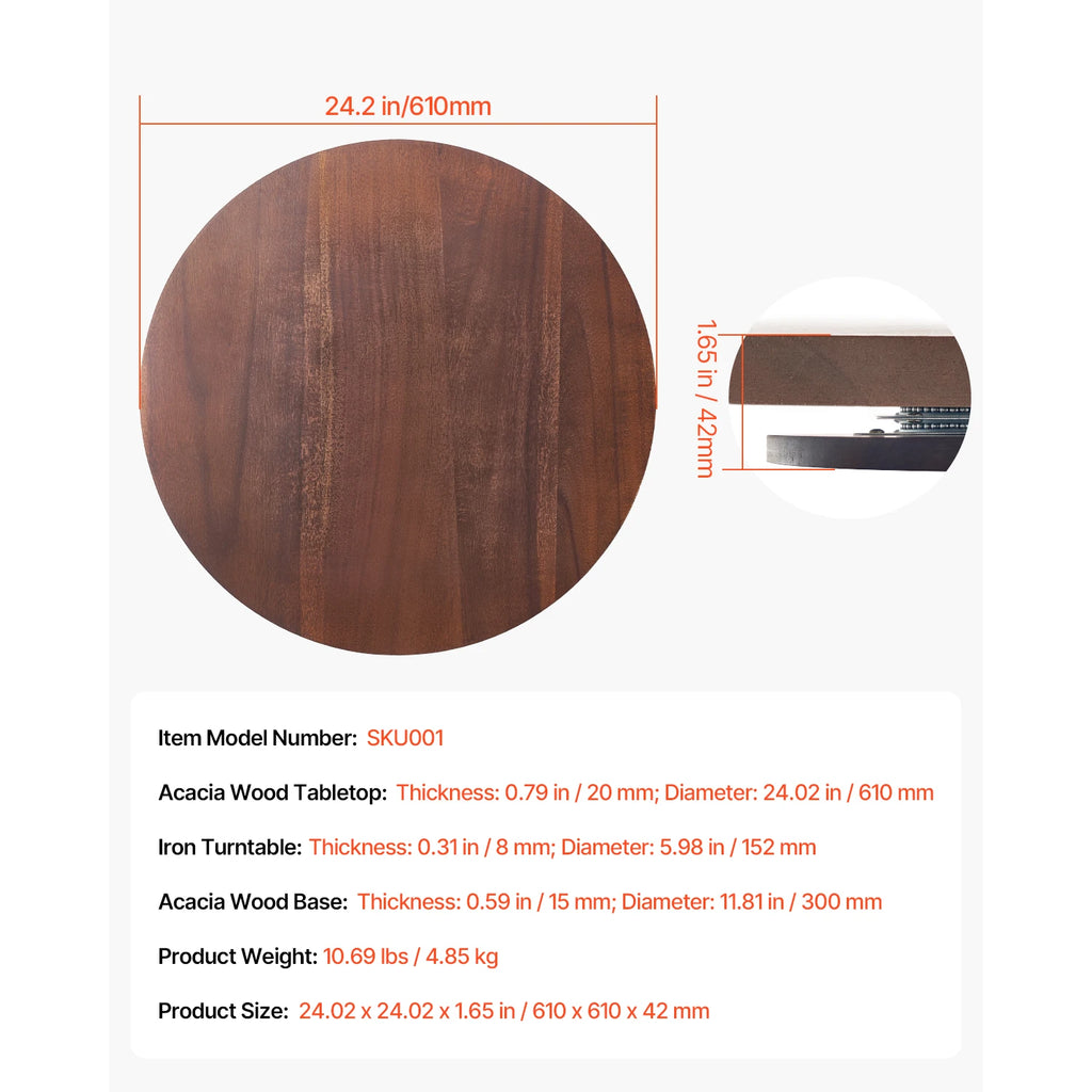 Lazy Susan Turntable 24 in Wood Clear