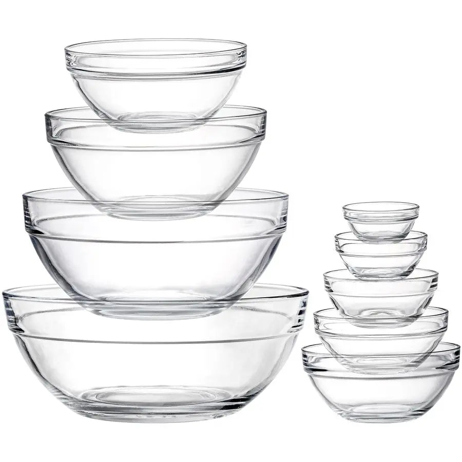 Mixing Bowls Set of 9 Glass - Baking, Cooking & Storage