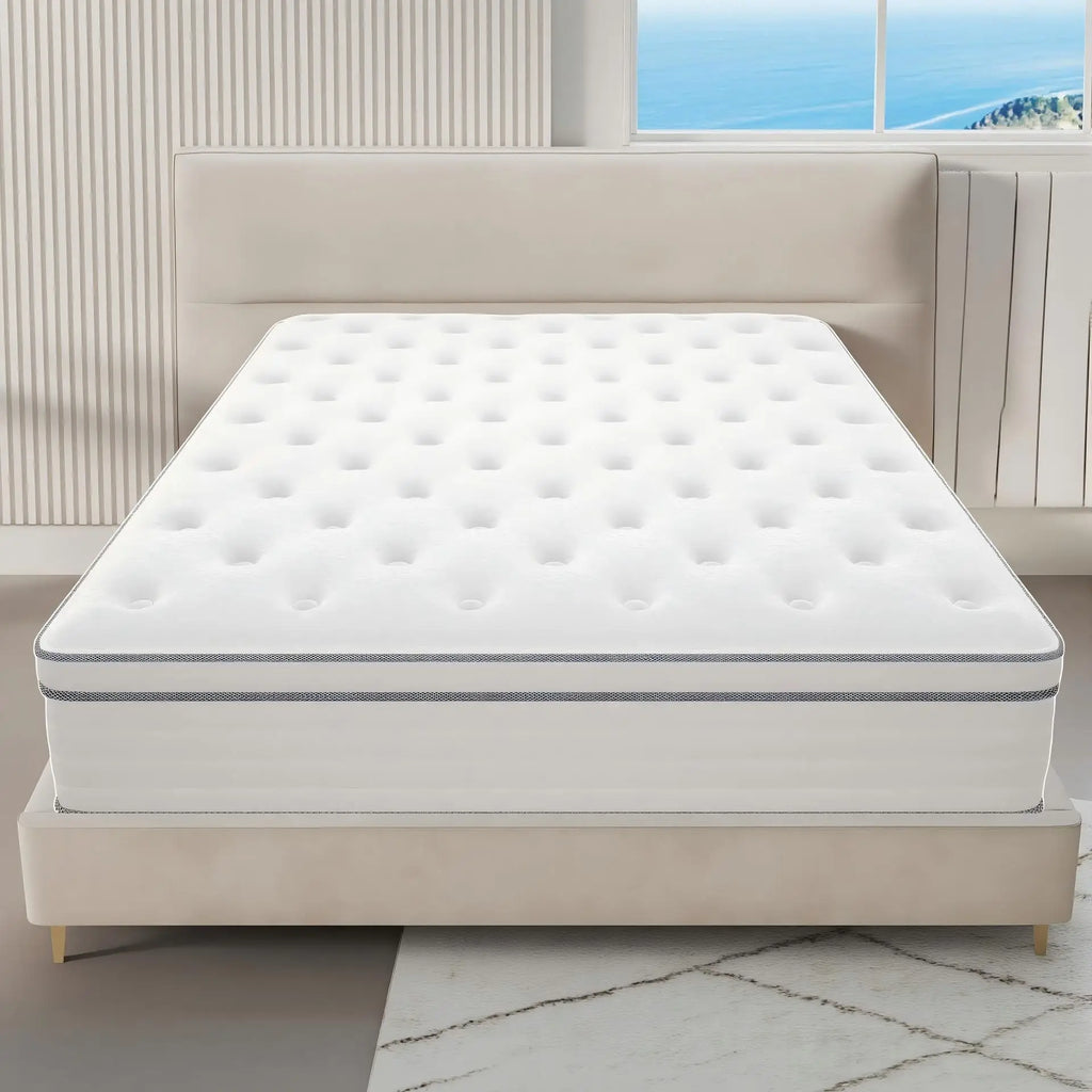 King Full Queen Mattress 14\12\10 inch - Pain-Relieving Hybrid Mattress for Extra Lumbar & Hip Support