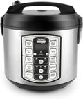 Rice Cooker w/ Steamer Slow Cooker, 20-Cup Stainless, Non-stick