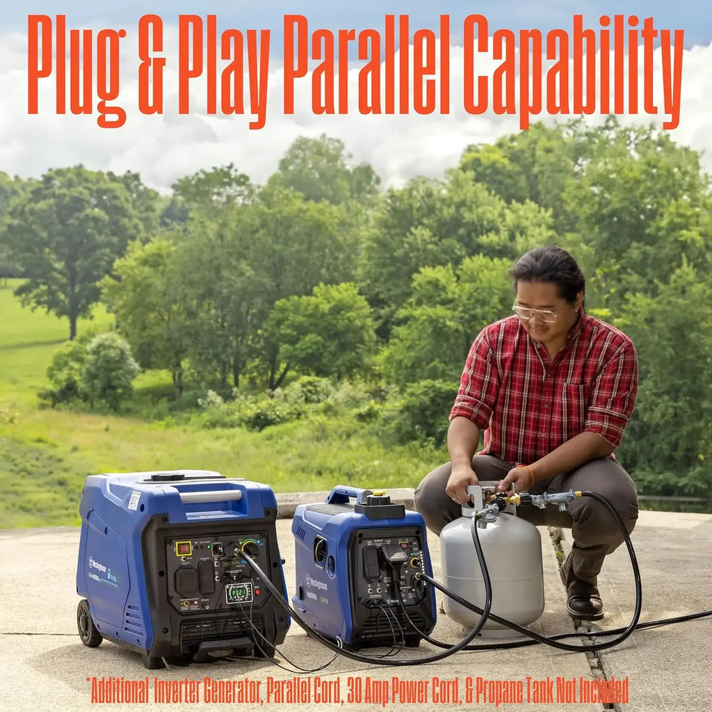 2550 Peak Watt Super Quiet & Lightweight Portable Inverter Generator, RV Ready 30A Outlet, Gas and Propane Powered