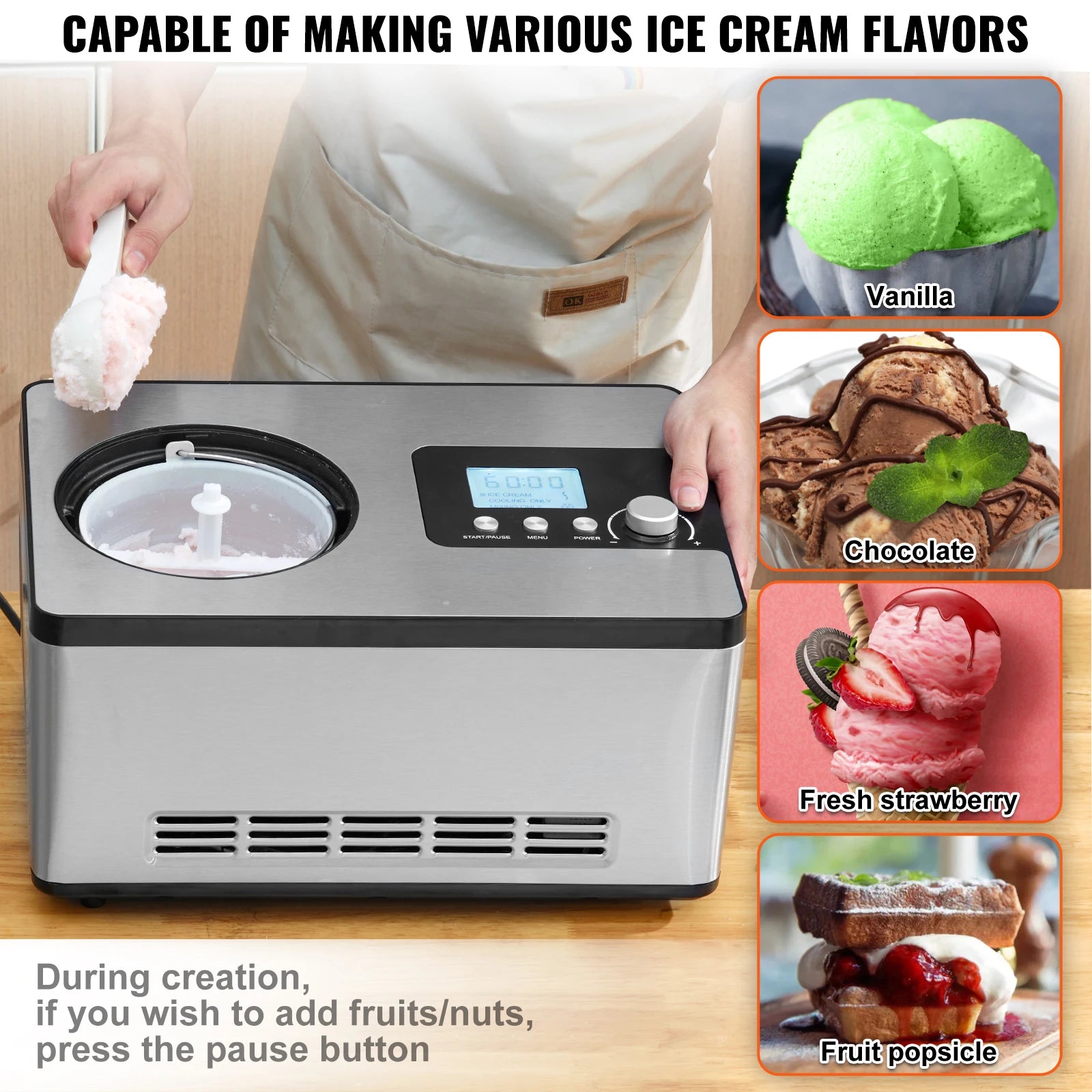 Electric Ice Cream Maker, Fruit Yogurt Sorbet