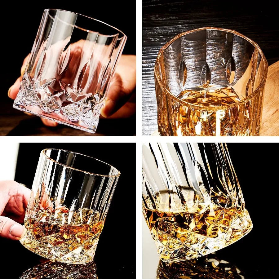 Whiskey Glasses, Set of 4 Rock 11 oz Lead-Free Crystall