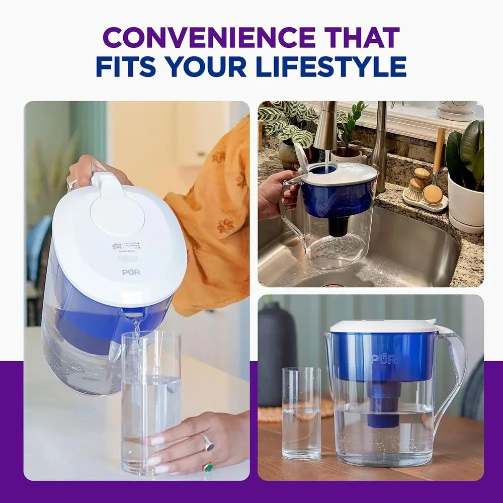 Water Pitcher w/ Filter, chlorine, mercury, copper, chemicals & substances, 11-Cup